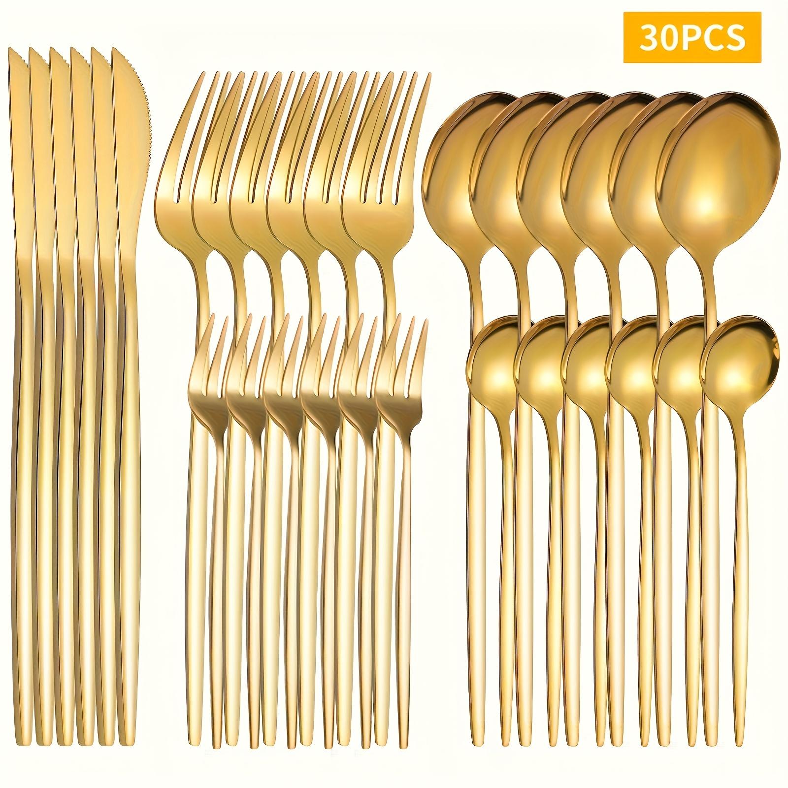 

30pcs Stainless Steel Cutlery Set w/Mirror Finish, Dishwasher Safe Forks/Knives/Spoons for Home/Restaurant/Events