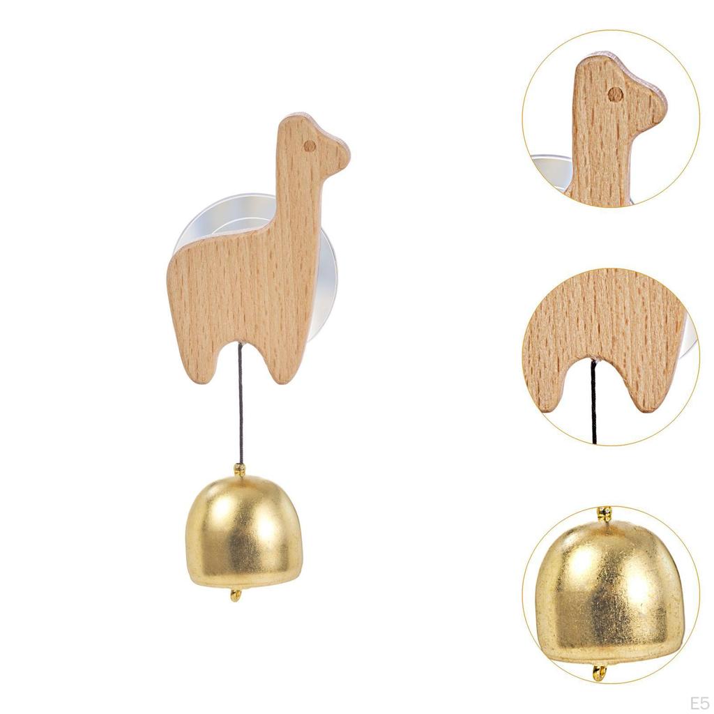 Merchant's Bell with Suction Cup, Wooden Door Ornament, Hanging Doorbell for Shop Front