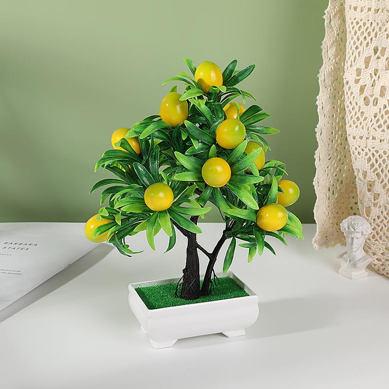 Peach Lemon Simulated Orange Pomegranate Tree Artificial Plant Potted