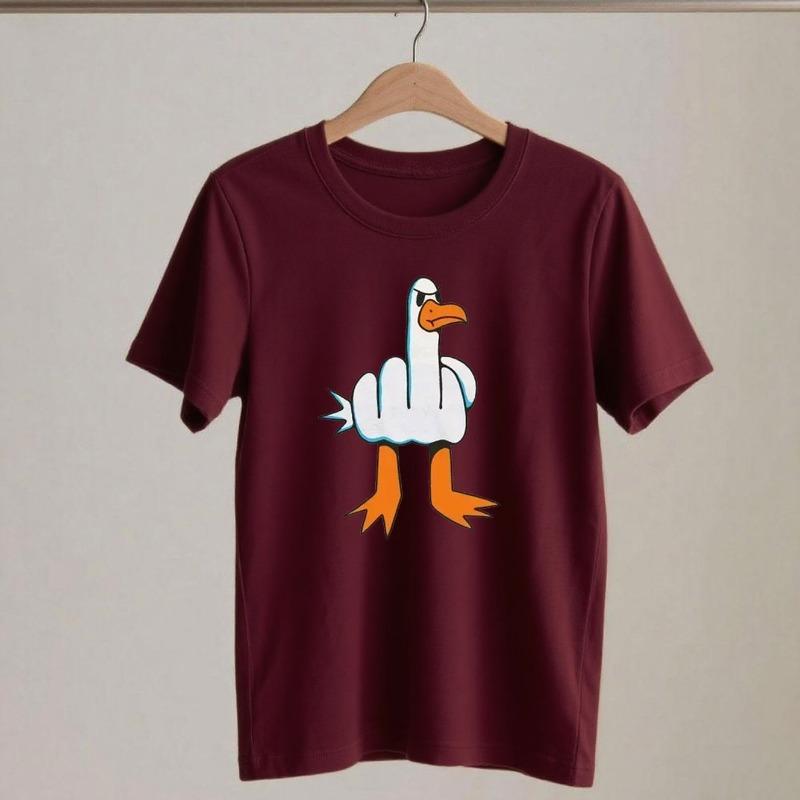 Mens Funny T-Shirt Rude Seagull Design Regular Fit Tee Women Men Print Cartoon Graphic T Shirts Breathable Workout