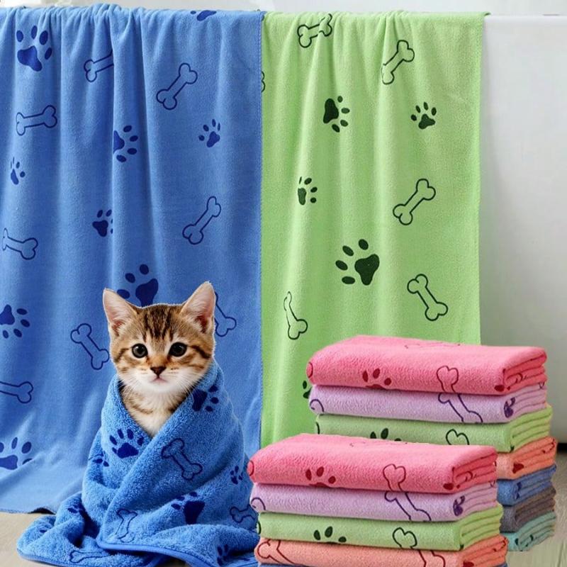 Quick Drying, Cartoon Print Pet Bathing Towel, Ideal For Drying Cats, Dogs, Pet Grooming