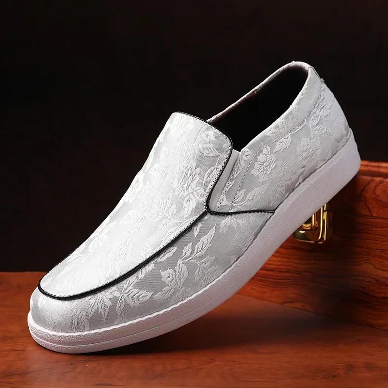 Fashion Men's Loafers Casual Single Shoe Breathable Thick Sole Comfort Anti Slip Wear-resistant Flower Platform Casual Shoes Sandalias