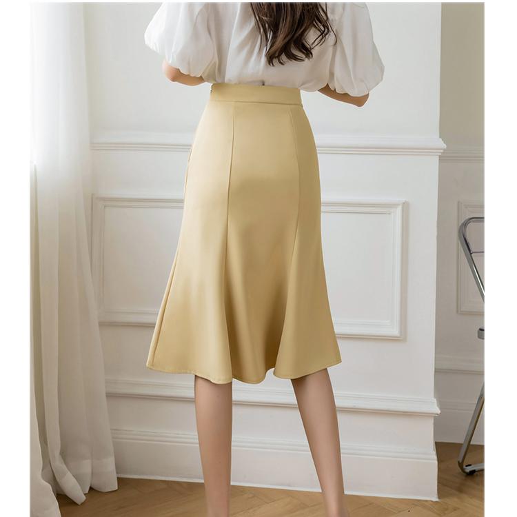 Summer Medium Length High Waist Women Fishtail Skirt Formal Trumpet / Mermaid Office Black Skirts