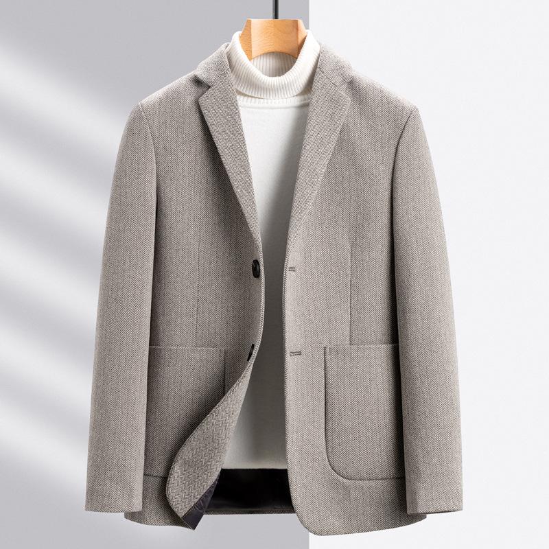Woolen Blazer Jacket Men's Spring Autumn Casual Suit Fashion Men's Woolen Blazer Coat