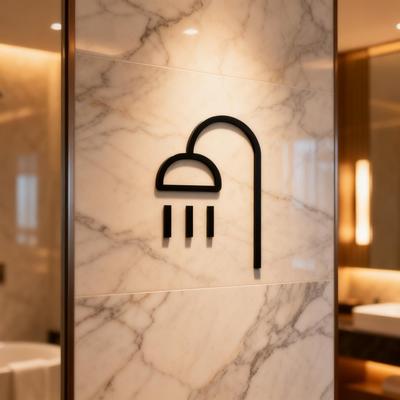 Metal Wall Art Minimalist Shower Sign Self Adhesive Door Decor for Salon Hotel Restaurant Christmas Halloween Party