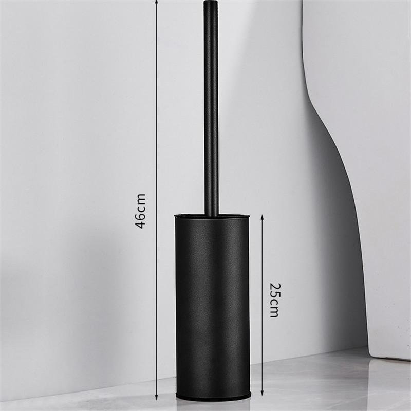 Black Toilet Brush Holder with Brush Stainless Steel Gray Bathroom Toilet Scrub Cleaning Brush Holder Set