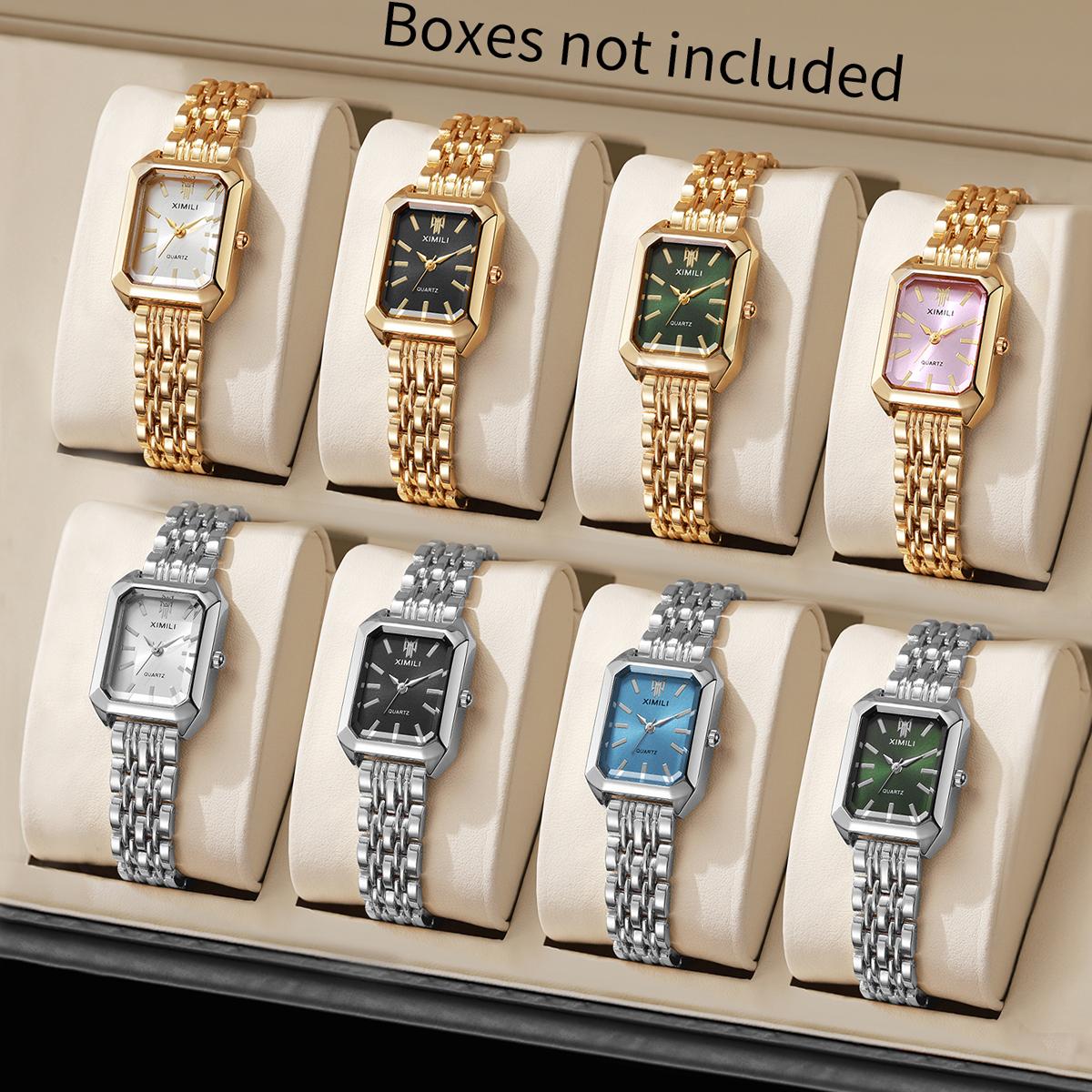 

8 шт./набор Женские подарочные часы Классический деловой стиль Женские роскошные простые часы с кварцевым механизмом Комбинированный набор (Коробка в комплект не входит)