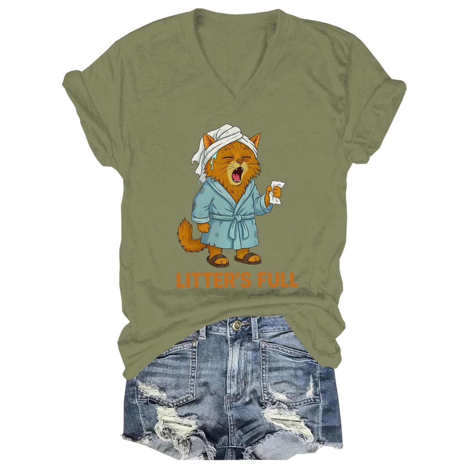 Women s And Men s Unisex Fashion Printed V-Neck Short Sleeve T-Shirt Pullover Top S