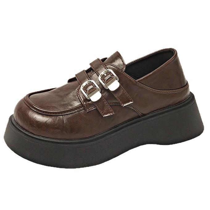 British Style Platform Small Leather Shoes Women's 2025 Spring New One-pedal Loafers Retro Round Head Japanese Jk Single Shoes