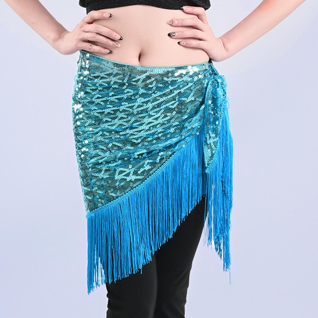 Women's High Waisted Sexy Sequined Half Skirt Waist Accessories Sequined Belly Dance Waist Scarf