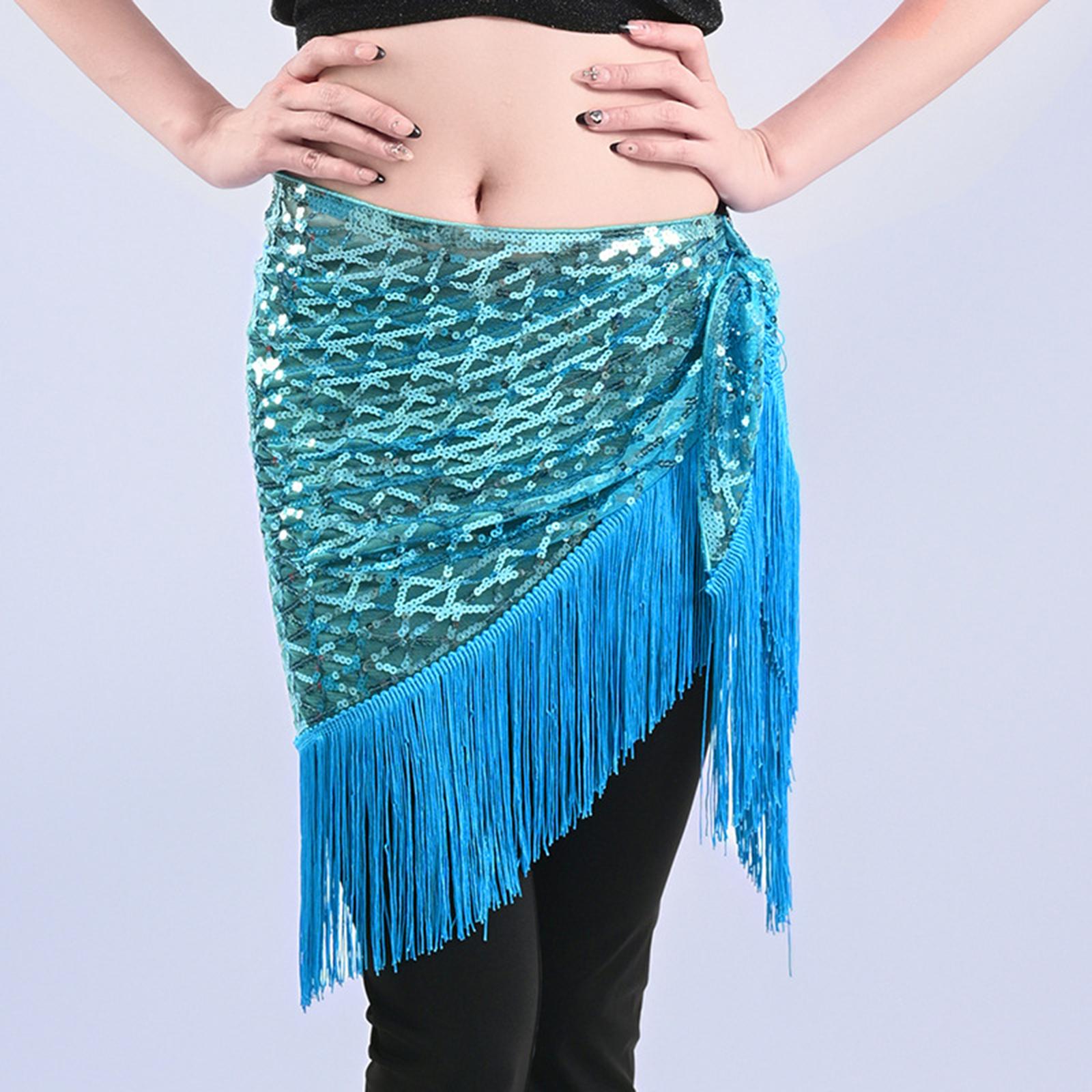 

Women s High Waisted Sexy Sequined Half Skirt Waist Accessories Sequined Belly Dance Waist Scarf One Size