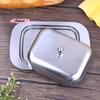 Retro French Stainless Steel Butter Dish with Lid - Kitchen Storage Box Butter Tray Dessert Tray Tableware for Home