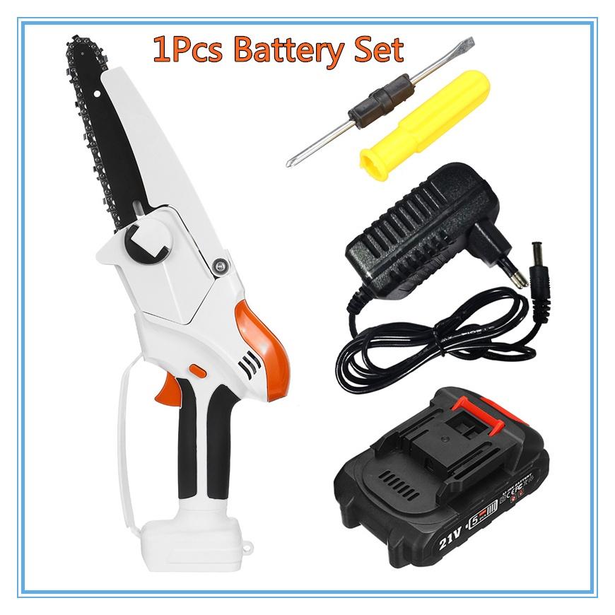 

6 дюймов Электрическая цепная пила для работы одной рукой Маленькая аккумуляторная садовая пила для валки и обрезки деревьев Бытовая литиевая батарея 1500 мАч 500 Вт 1*Battery