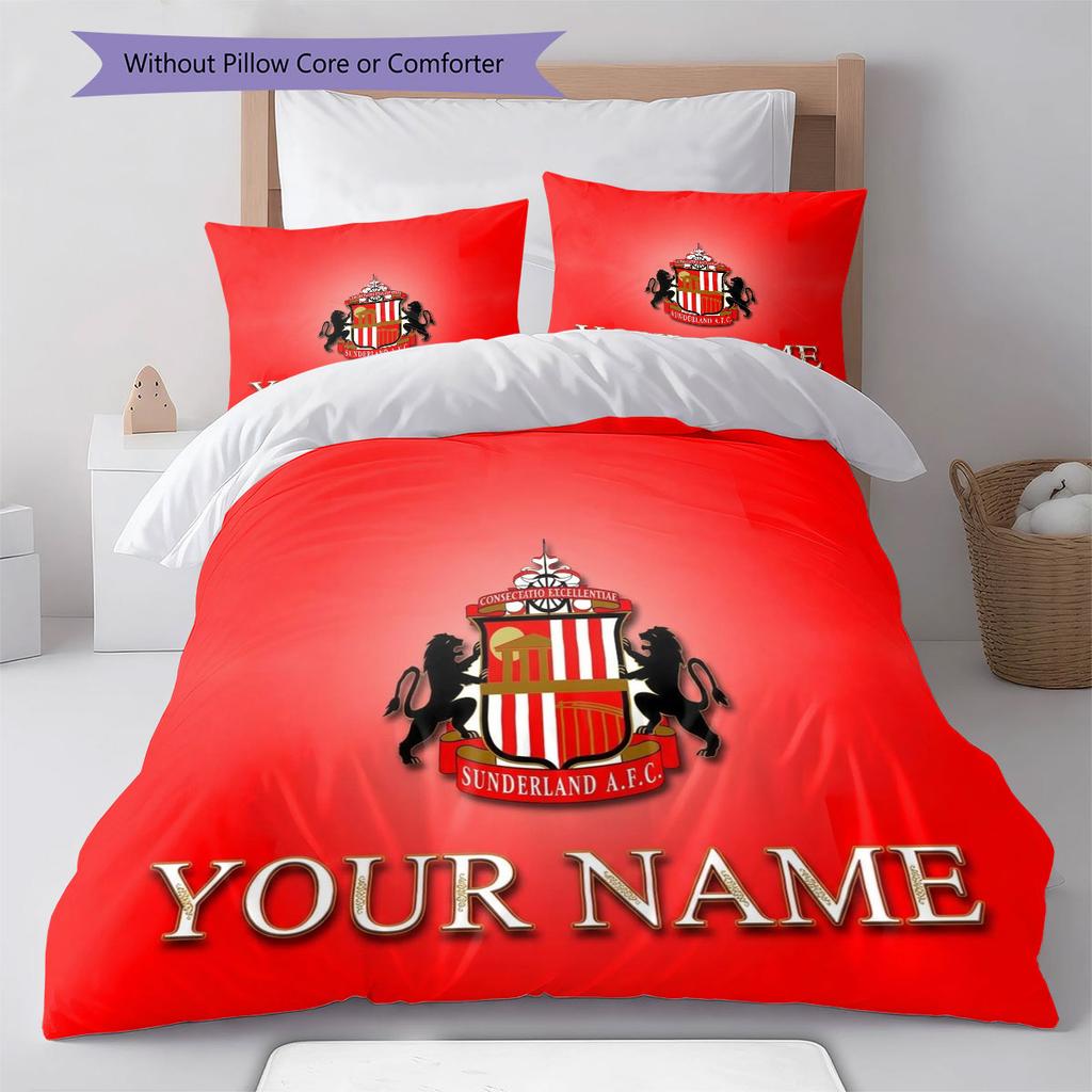 Sunderland A.F Custom Name Pattern Bedding,Quilt Set Quilt Cover Pillowcase Home Birthday Gift(1 * duvet cover + 2 * pillowcase, without core)
