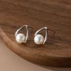 Korean Style 18K Gold-Plated Freshwater Pearl Stud Earrings - Cold Style Niche Design Jewelry