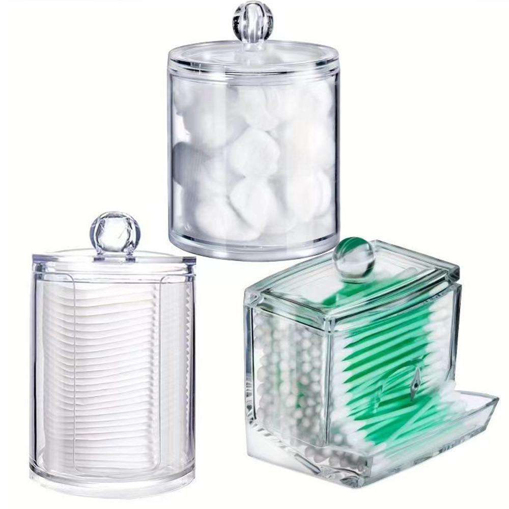 2/3/4Pcs Dust-proof Qtips Storage Holder Set Save Space Apothecary Container Jar  Cotton Pad