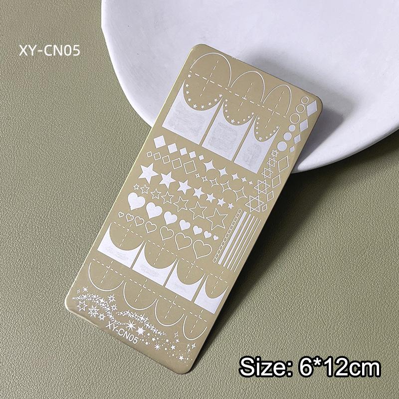 12X6Cm Golden Rectangular Nail Stamping Plates Bowknot Butterfly Flower Cat Designs Nail Art Template For Diy Nail Decor Stencil