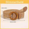 Vintage Style Woven Cotton Linen Belt With Circular Metal Buckle For Ladies Casual Wear