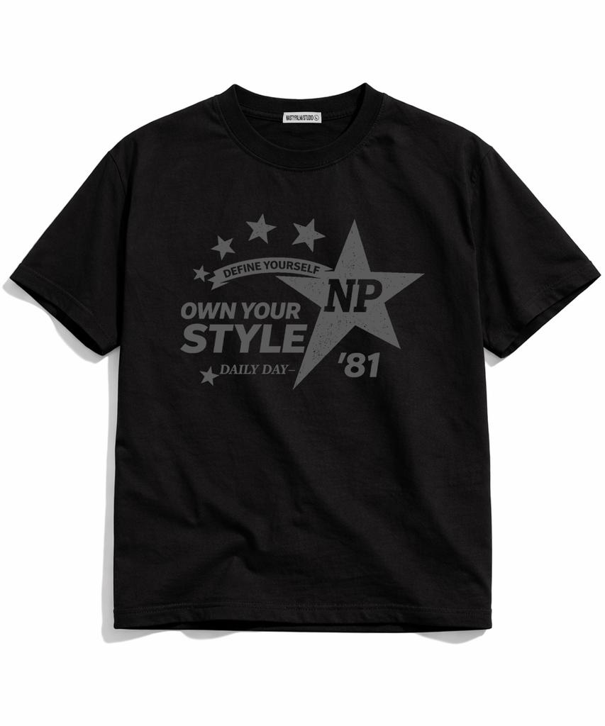 NP STUDIO 81 Star Oversized Short Sleeve T-Shirt [ Black ]
