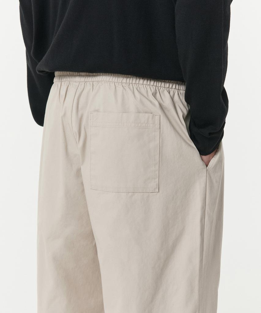 Musinsa Standard Cotton Deep Tuck Wide Elastic Waist Pants [Light Beige]