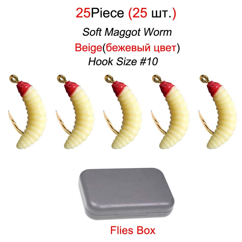 25 Stück Bionic Breadworm Bait Silikon Kunstköder Maggot Soft Worm Swimbait