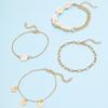 4PC Summer Fashion JHand-knitted Ladies Beach Crushed Stone Chain Boho Shell Charm Ankle For Women Bracelet On The Leg Jewelry