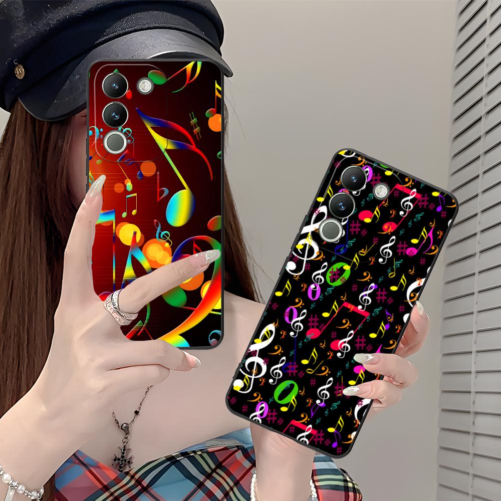 Musical Note Staff Mobile Phone Case for VIVO V60 V50 V40 V30 V29 V27 V25 V23 Pro Lite 5G Colorful Printing Cover Luxury