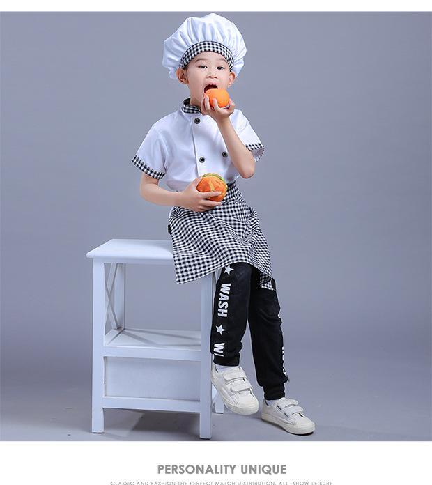 Veste de Chef Cosplay Pantalon à Carreaux Uniforme de Cuisinier pour Enfants Service Alimentaire Costumes de Performance Halloween Carnaval pour Enfants Filles XS 100cm