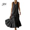 Casual Dress Women Women's Sleeveless Summer Long Tank Dress, V Neck Tiered Flowy Layered Skirt Ruffle Maxi Loose Beach Sundress Breathable