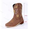 Fashion Women's Boots Autumn Winter PU Leather Printed Embroidered Boots Classic High-top Casual Women Shoes Ladies Boots Botas Mujer