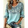 Women's Lavender Floral Print Tie Neck Blouse, Casual Loose Tops for Spring Summer Daily Wear Vacation Occasions