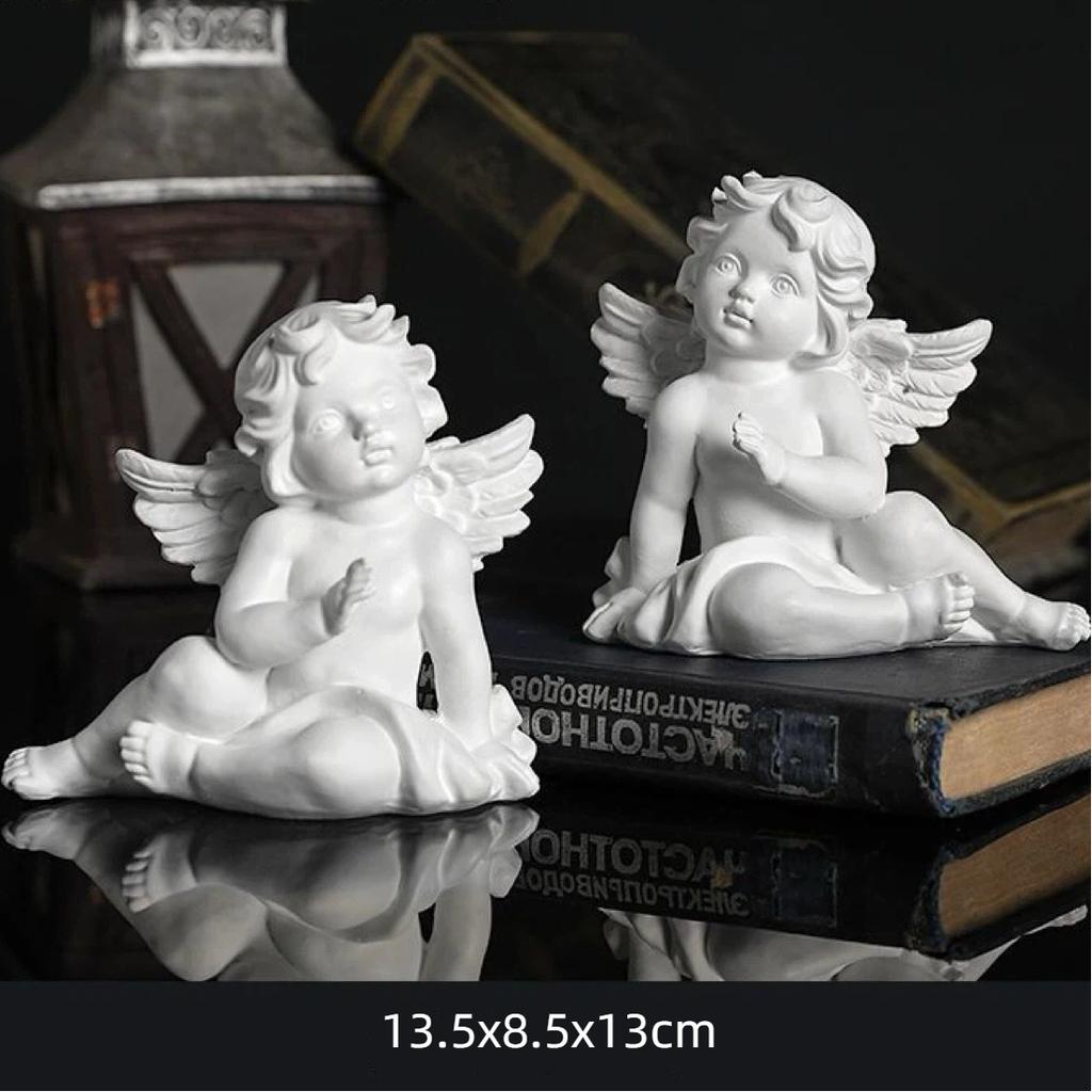 Nordic Creative Resin Angel Figurine, Modern Angel Sculpture Decorative Desktop Ornament