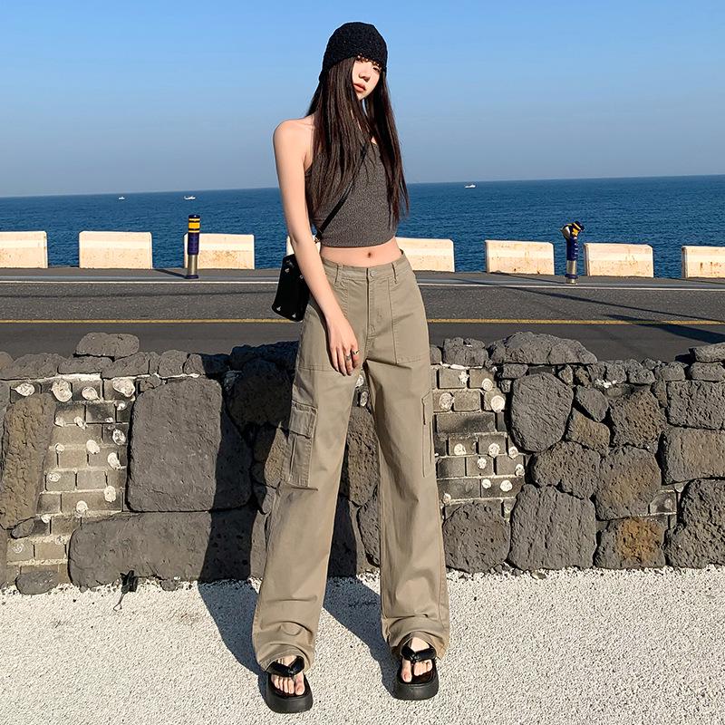 Women's Fleece-Lined High-Waisted Retro Straight-Leg Jeans with Multi-Pockets