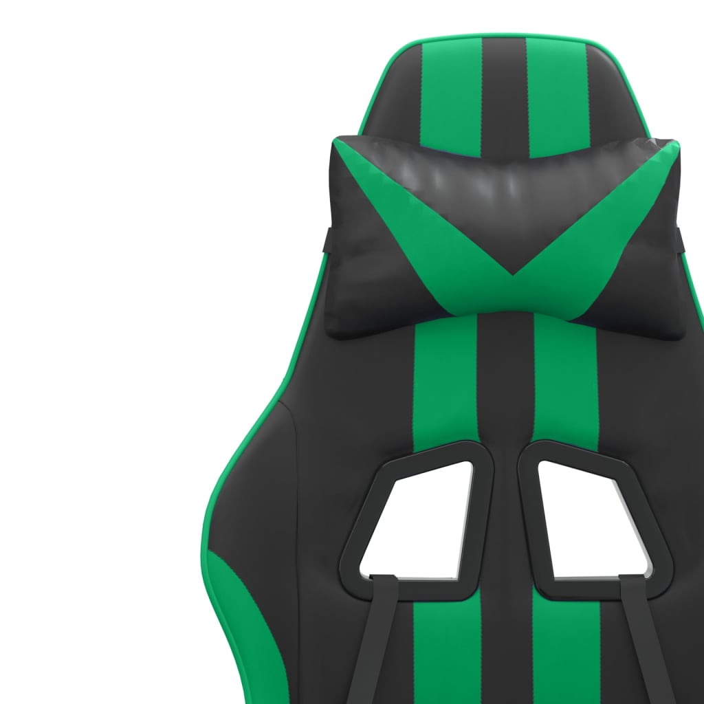 Gaming Chair with Footrest Black and Green PU Leather