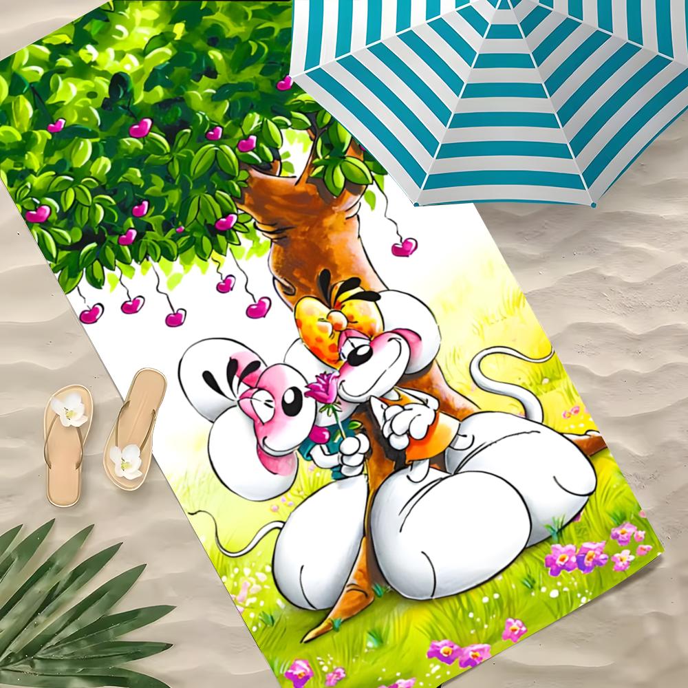 D-Diddl Maus Handtuch Polyester Strandtuch Schnelltrocknend Sandfrei Badetuch Für Sommer Pool Reise Urlaub 60x35CM