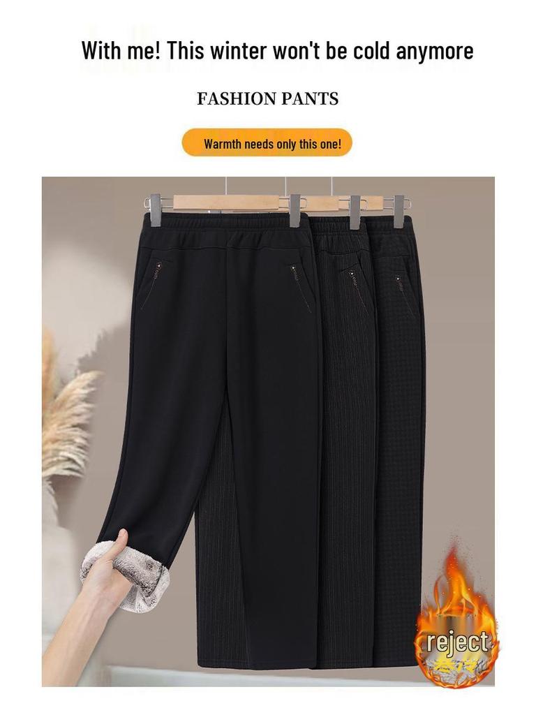 Mom's Corduroy Pants: Velvet-Thickened, Middle-Aged & Elderly Casual Straight Cotton Pants for Autumn/Winter