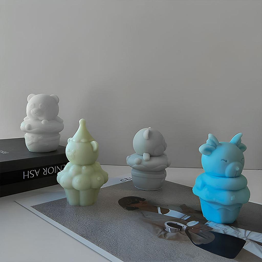 Cute Bear Silicone Mold for Soaps Candle Making for Birthdays Anniversaries Cartoon Bear Scented Candles Mold Christmas