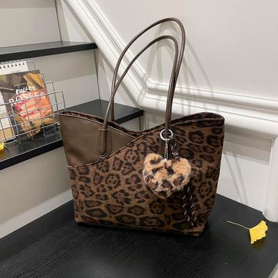 New Large-capacity Leopard Print Tote Bag Women's High-end Retro Light Luxury Shoulder Bag Commuter Handbag