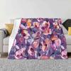 May Afternoon-A Watercolor Floral In Purple And Peach Latest Super Soft Warm Light Thin Blanket Watercolor Floral Pattern