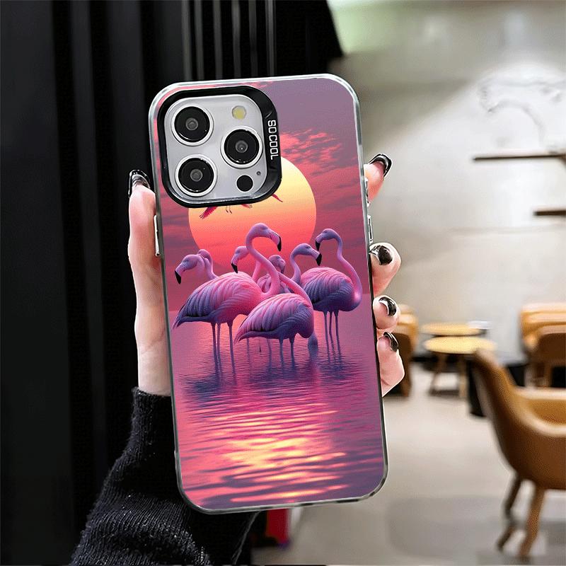 Pink Red Dreamy Flamingo Shockproof Phone Case for iPhone 17 Air 16 16E 15 Pro Max 14 Plus 13 Mini 12 Back Cover Anti Fall Funda
