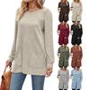 Women's Fall Winter Ribbed Long Sleeve Knit Tunic Crew Neck Solid Color with Pockets Casual Sweater