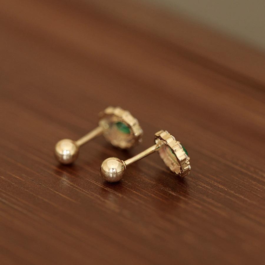 925 Sterling Silver Plated 14K Gold Retro Green Zircon Earrings for Women Exquisite Party Jewelry Gifts