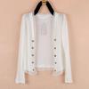 Cardigan estivo da donna in maglia di seta con bordi a balze e chiusura a bottoni per abbigliamento casual