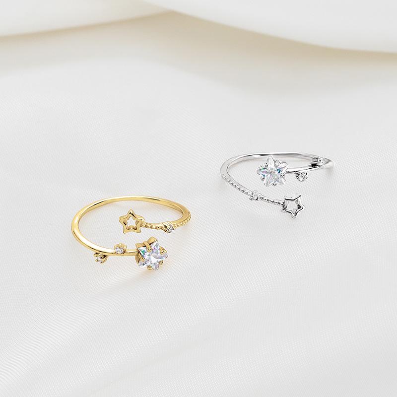 Banyan Baum S925 Silber Stern Zirkon Ring - Damen Luxus Hohles Design