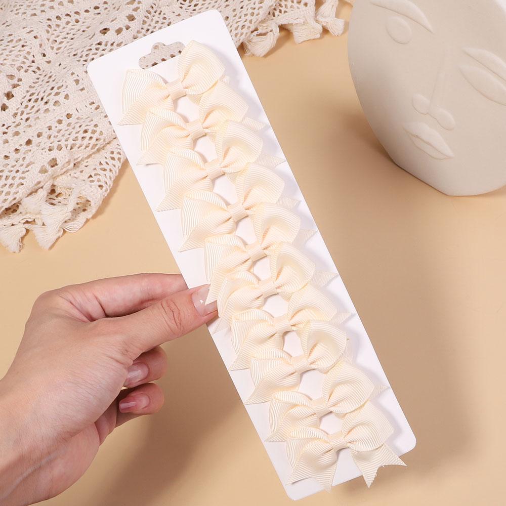 10Pcs/Set Solid Color Grosgrain Ribbon Hairpins for Kids Bows Hair Clips Boutique Handmade Headwear Girls Baby Hair Accessories