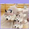 Cute Gray Lying Posture Husky Plush Doll Toy For Kids Bedroom Decor And Gifts