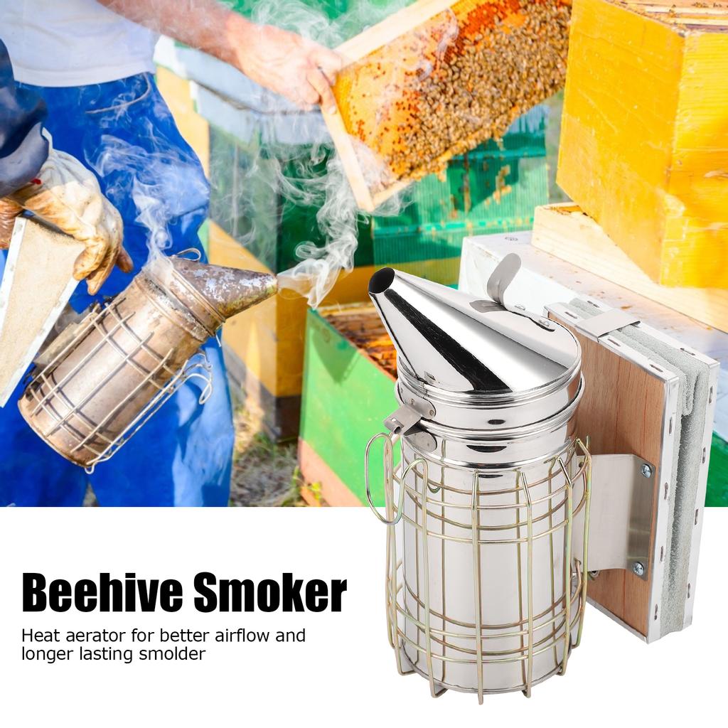 Bee Smoker Stainless Steel Beekeeping Tool Equipment Beehive Smoke Sprayer with Shield