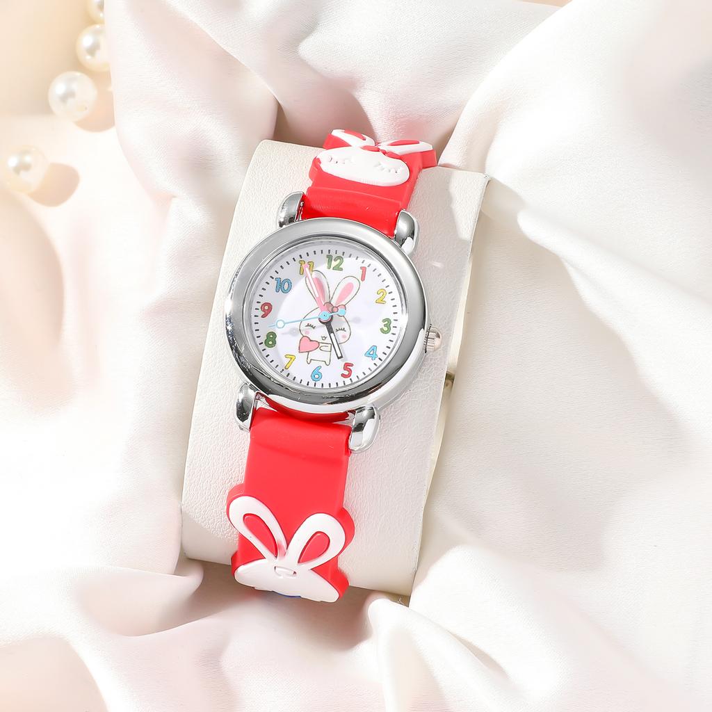 Children's Cartoon Cute Bunny Quartz Silicone Watch Elementary School Girls Boys Children's Watch 3D Silicone Strap