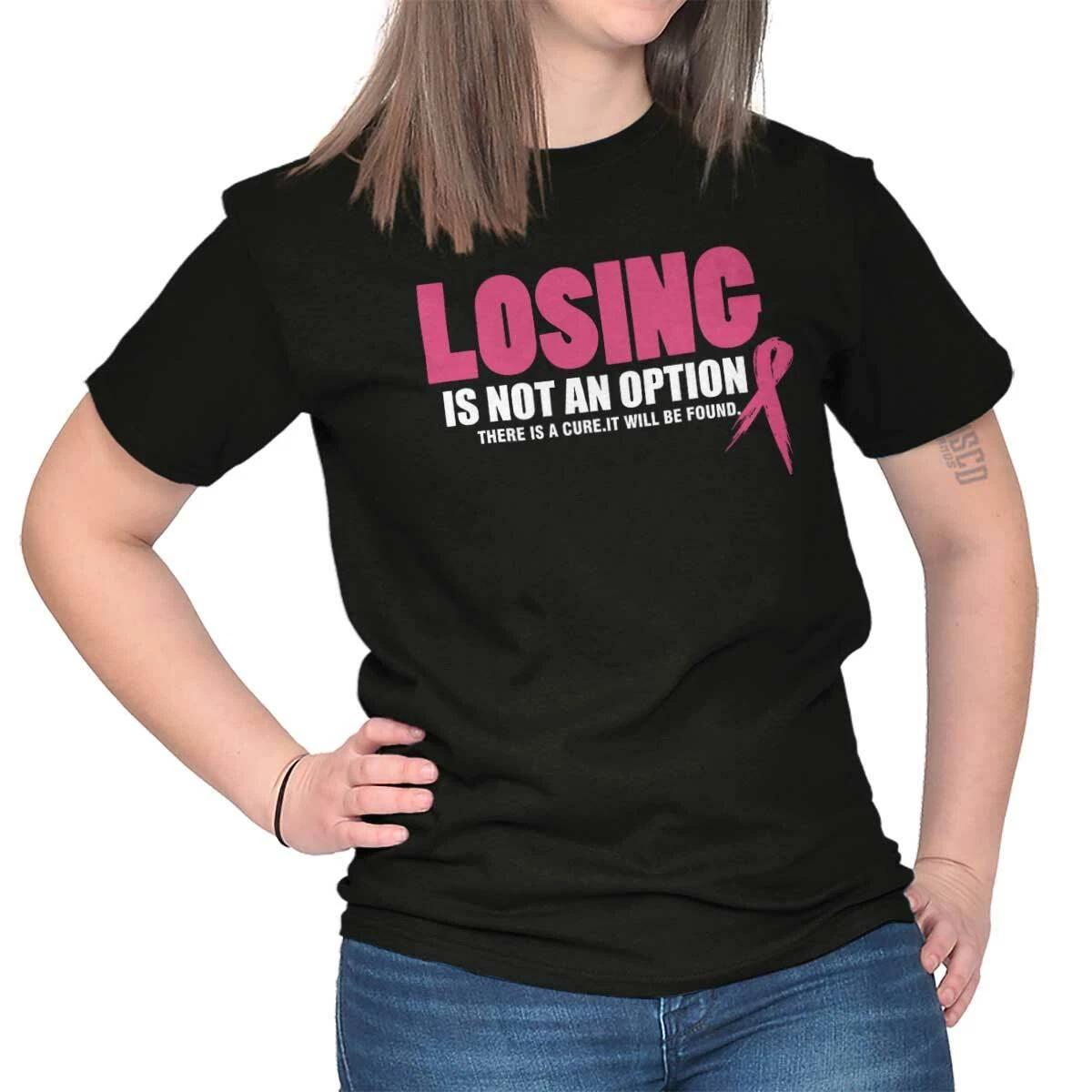 Breast Cancer Cure Losing Is Not An Option Womens Graphic Crewneck T Shirt Tee XS