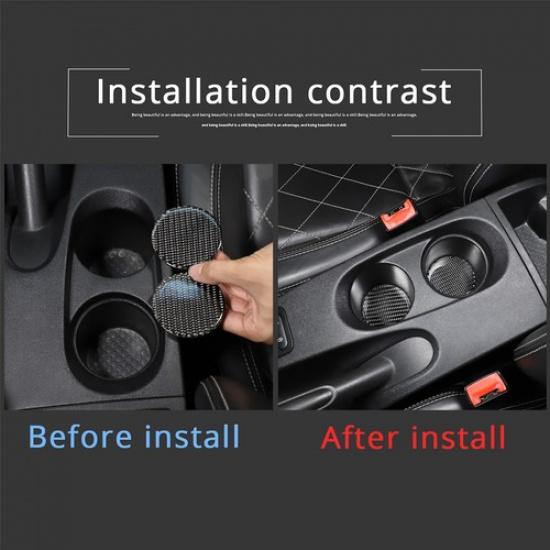 Carbon Fiber Car Water Cup Holder Anti-slip Mat Pad for Seat Leon 2008-2012
